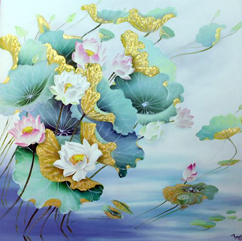 Tranh kính hoa sen TKS01